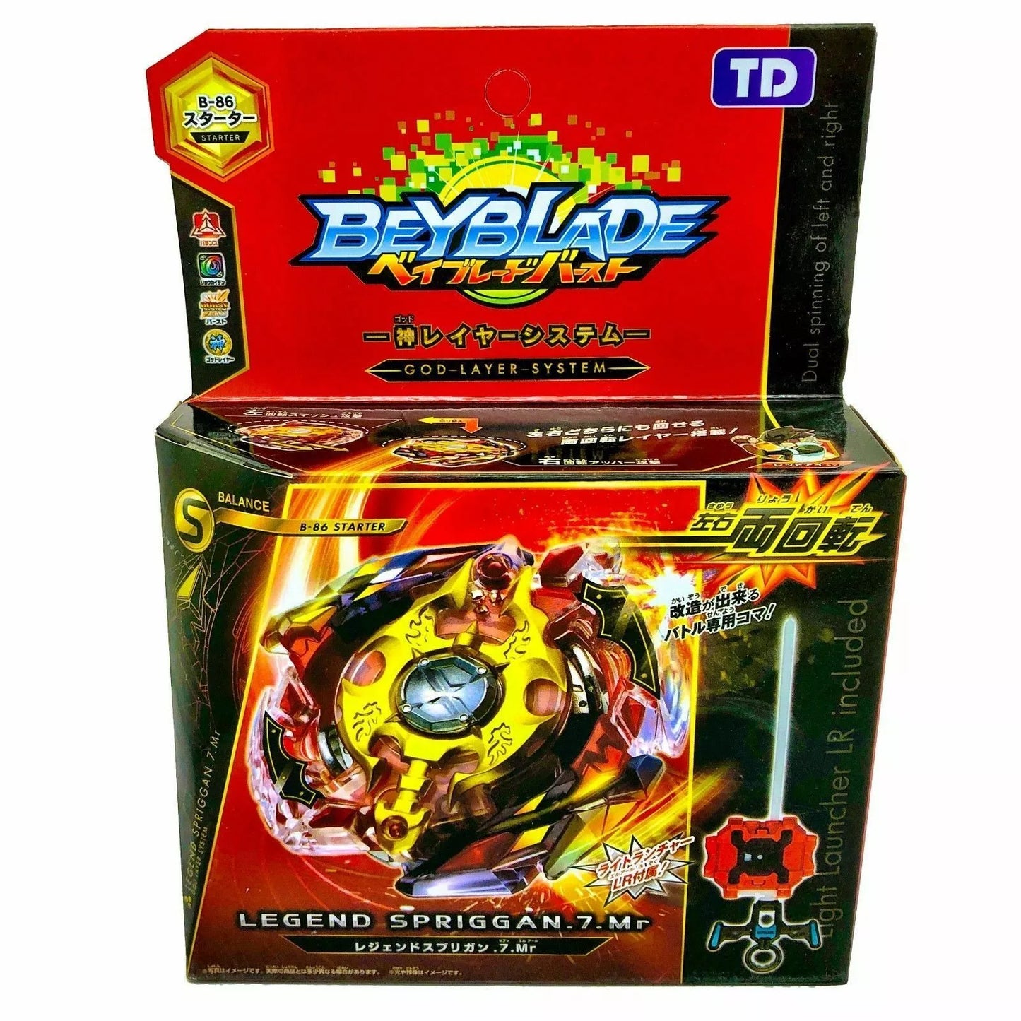 BEYBLADE BURST KREISEL B-86 Legend Spriggan .7.Mr + Schwertwerfer"